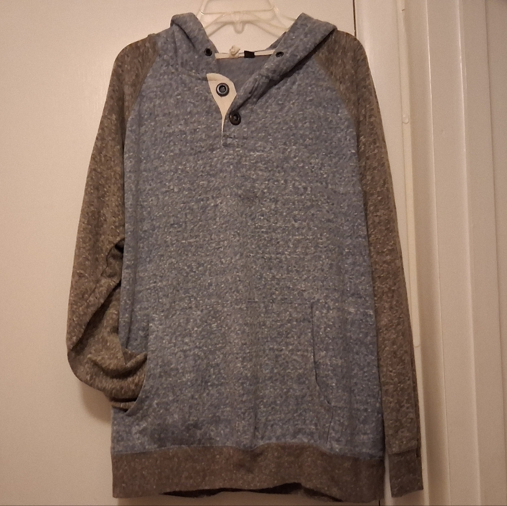 Univibe Blue and Cream Buttoned Hoodie